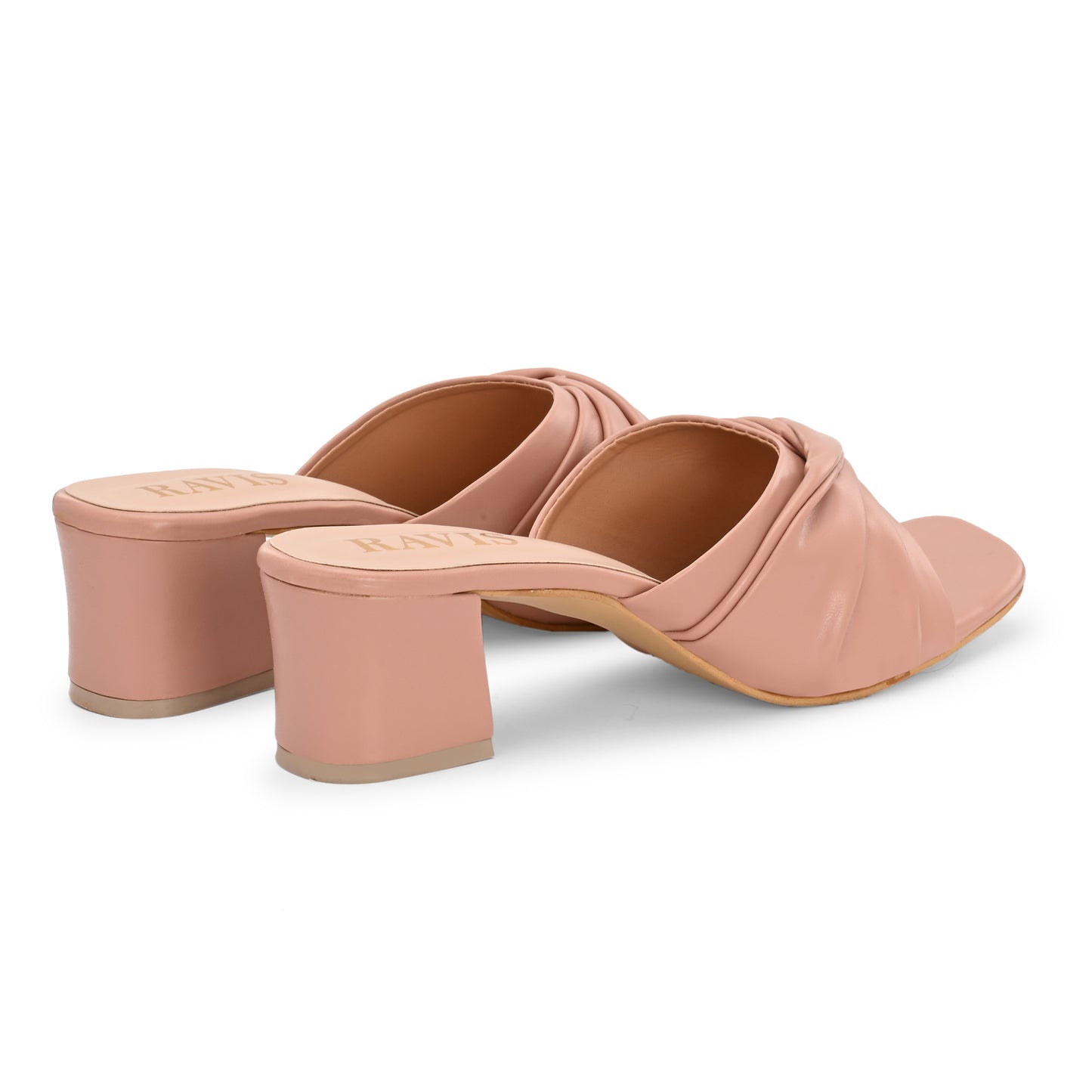 Ravis Twist Front Block Heels – Stylish Daily & Office Wear Slip-On Sandals
