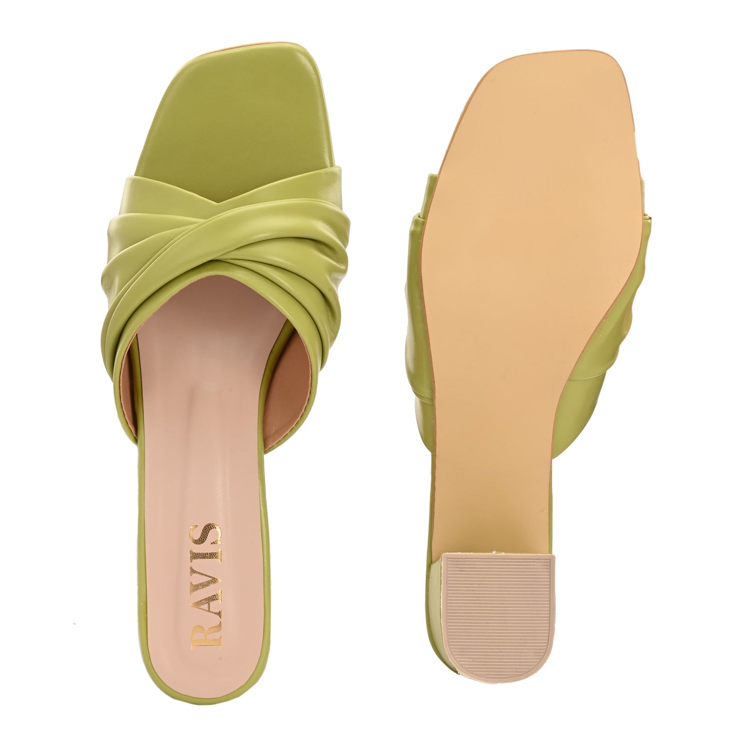 Ravis Twist Front Block Heels – Stylish Daily & Office Wear Slip-On Sandals
