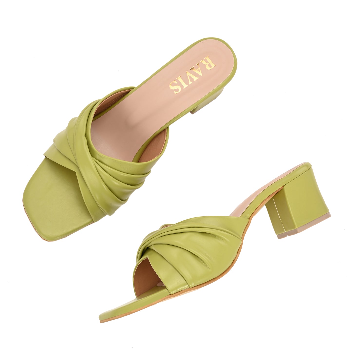 Ravis Twist Front Block Heels – Stylish Daily & Office Wear Slip-On Sandals