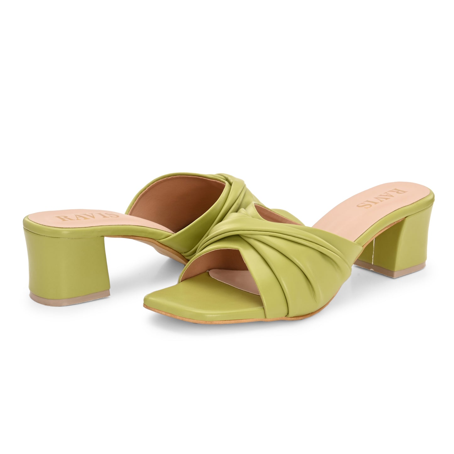Ravis Twist Front Block Heels – Stylish Daily & Office Wear Slip-On Sandals