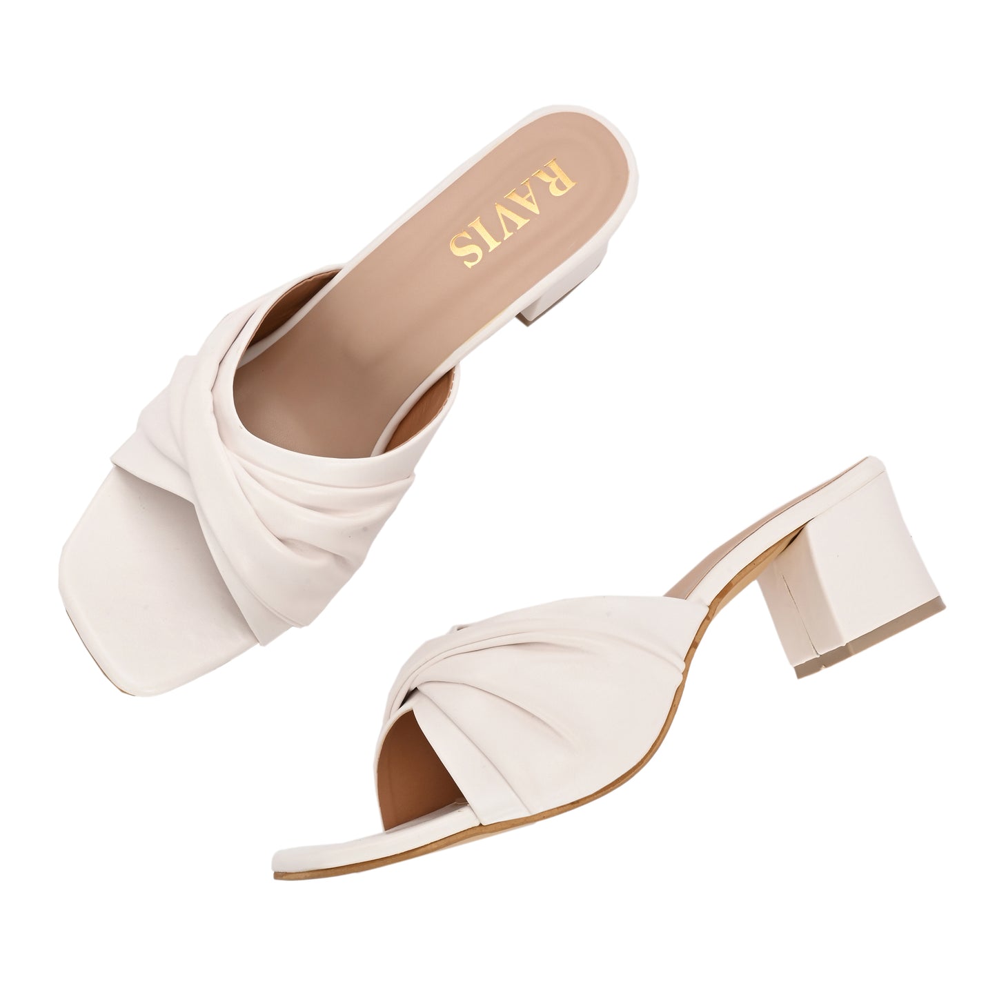 Ravis Twist Front Block Heels – Stylish Daily & Office Wear Slip-On Sandals