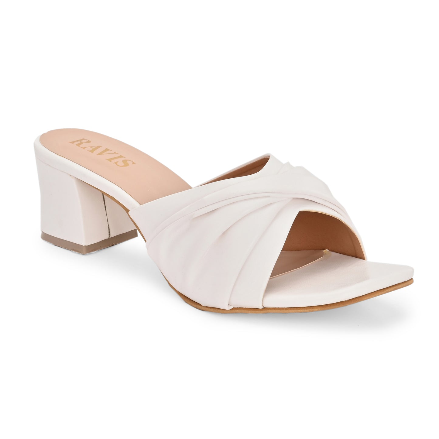 Ravis Twist Front Block Heels – Stylish Daily & Office Wear Slip-On Sandals