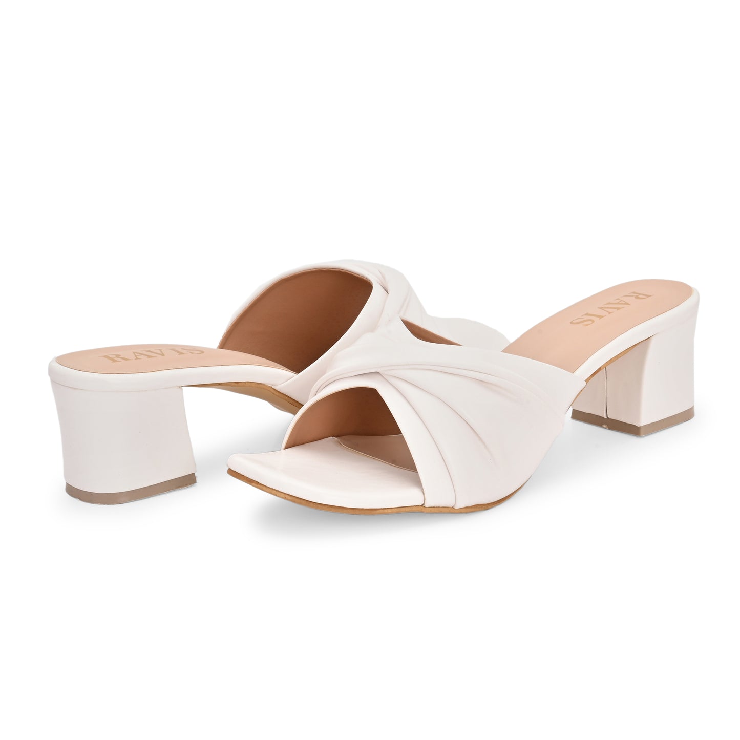 Ravis Twist Front Block Heels – Stylish Daily & Office Wear Slip-On Sandals