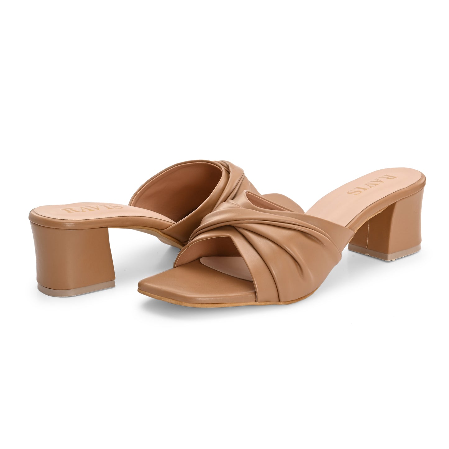 Ravis Twist Front Block Heels – Stylish Daily & Office Wear Slip-On Sandals