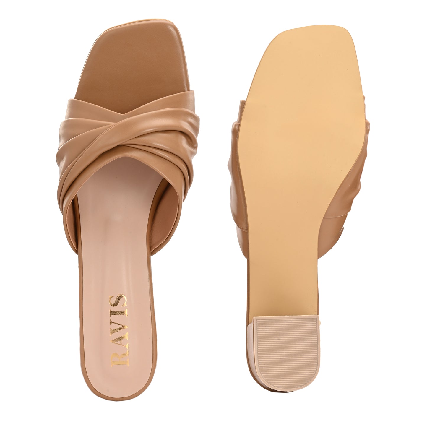 Ravis Twist Front Block Heels – Stylish Daily & Office Wear Slip-On Sandals