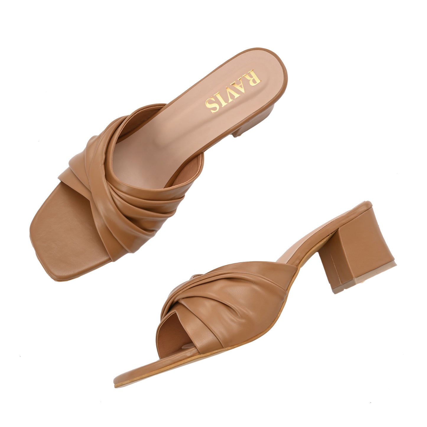 Ravis Twist Front Block Heels – Stylish Daily & Office Wear Slip-On Sandals