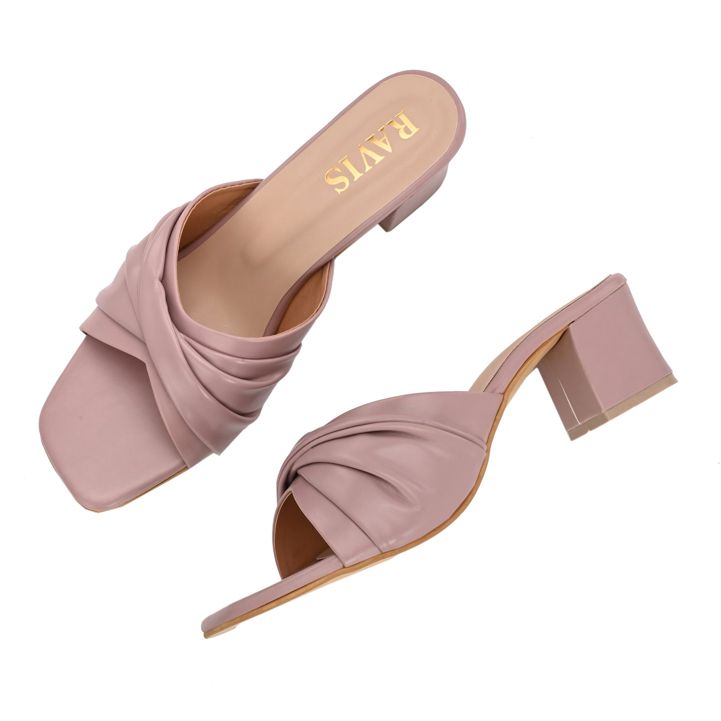 Ravis Twist Front Block Heels – Stylish Daily & Office Wear Slip-On Sandals