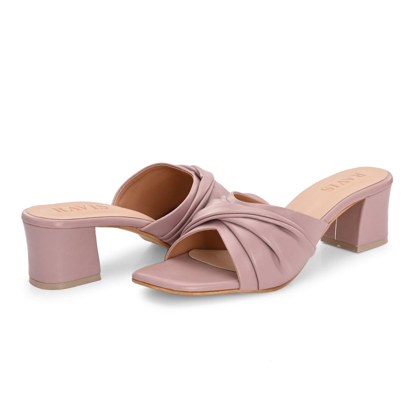 Ravis Twist Front Block Heels – Stylish Daily & Office Wear Slip-On Sandals