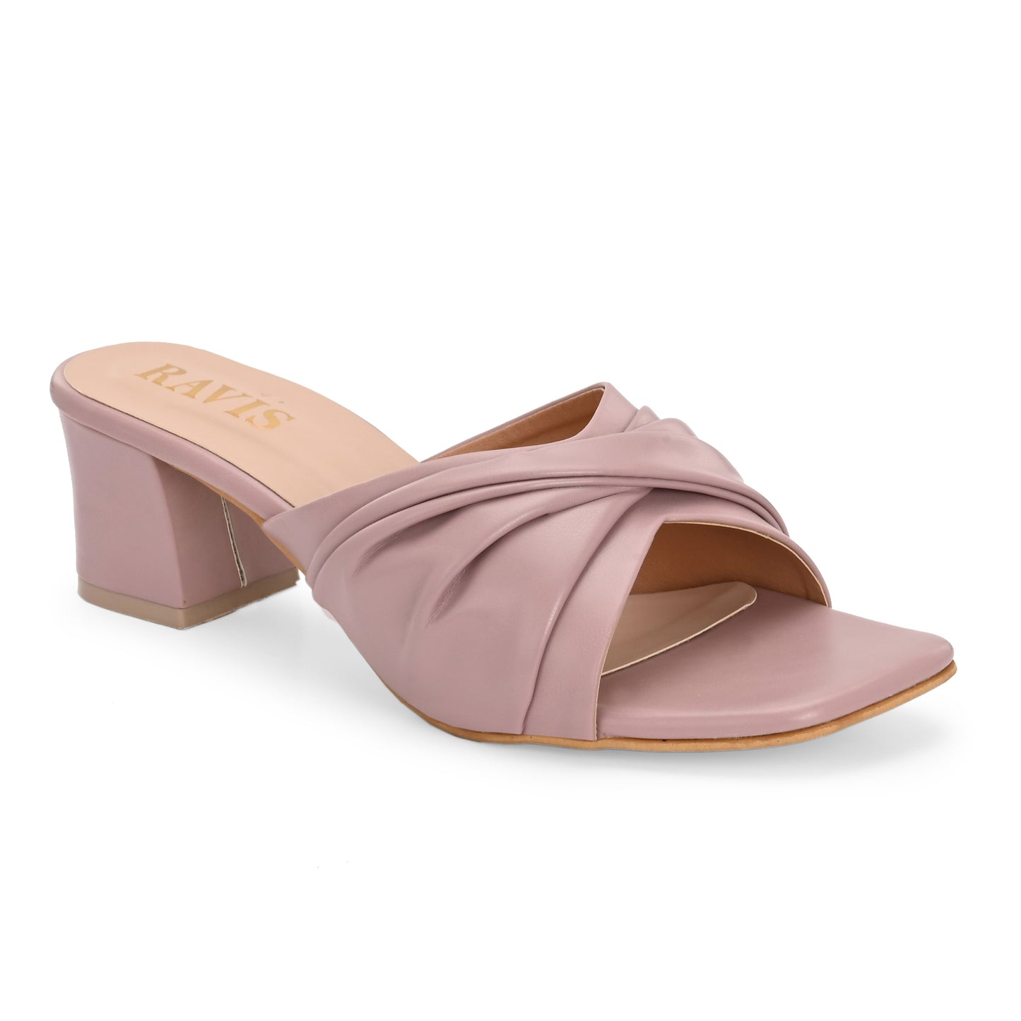 Ravis Twist Front Block Heels – Stylish Daily & Office Wear Slip-On Sandals