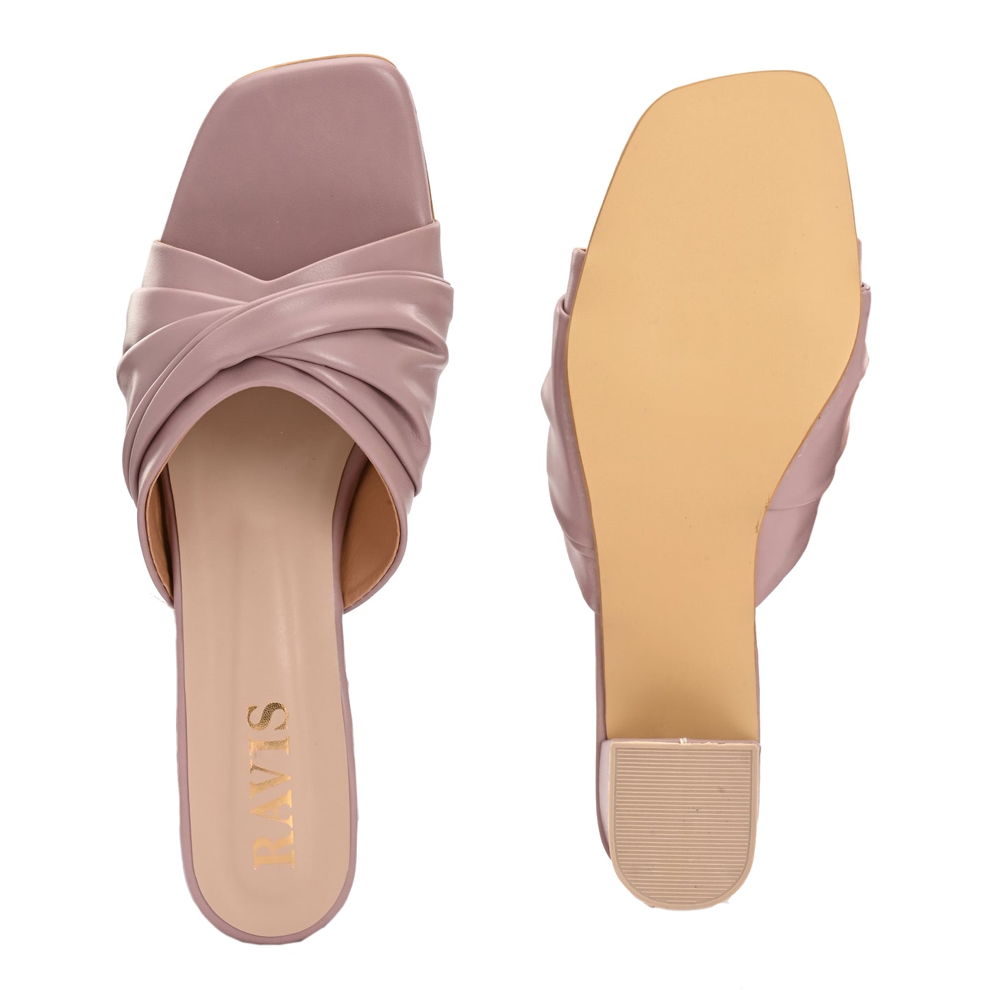 Ravis Twist Front Block Heels – Stylish Daily & Office Wear Slip-On Sandals
