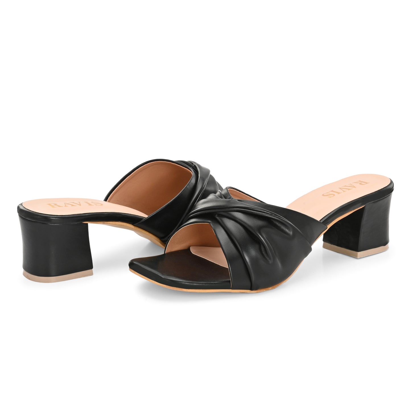 Ravis Twist Front Block Heels – Stylish Daily & Office Wear Slip-On Sandals