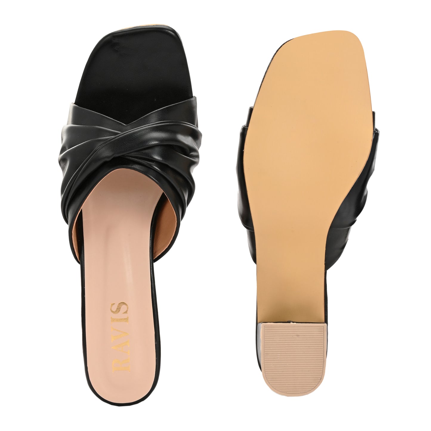 Ravis Twist Front Block Heels – Stylish Daily & Office Wear Slip-On Sandals