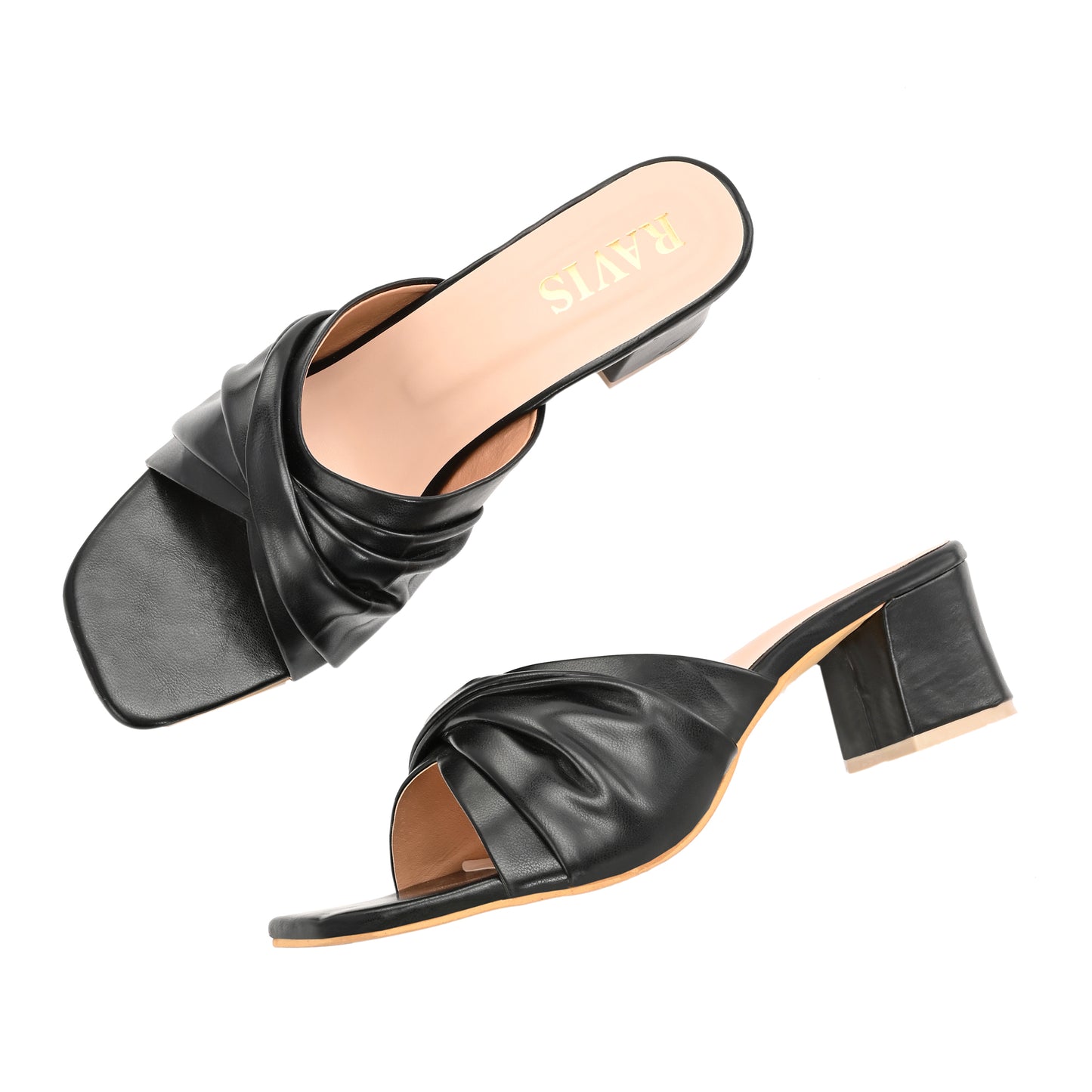 Ravis Twist Front Block Heels – Stylish Daily & Office Wear Slip-On Sandals