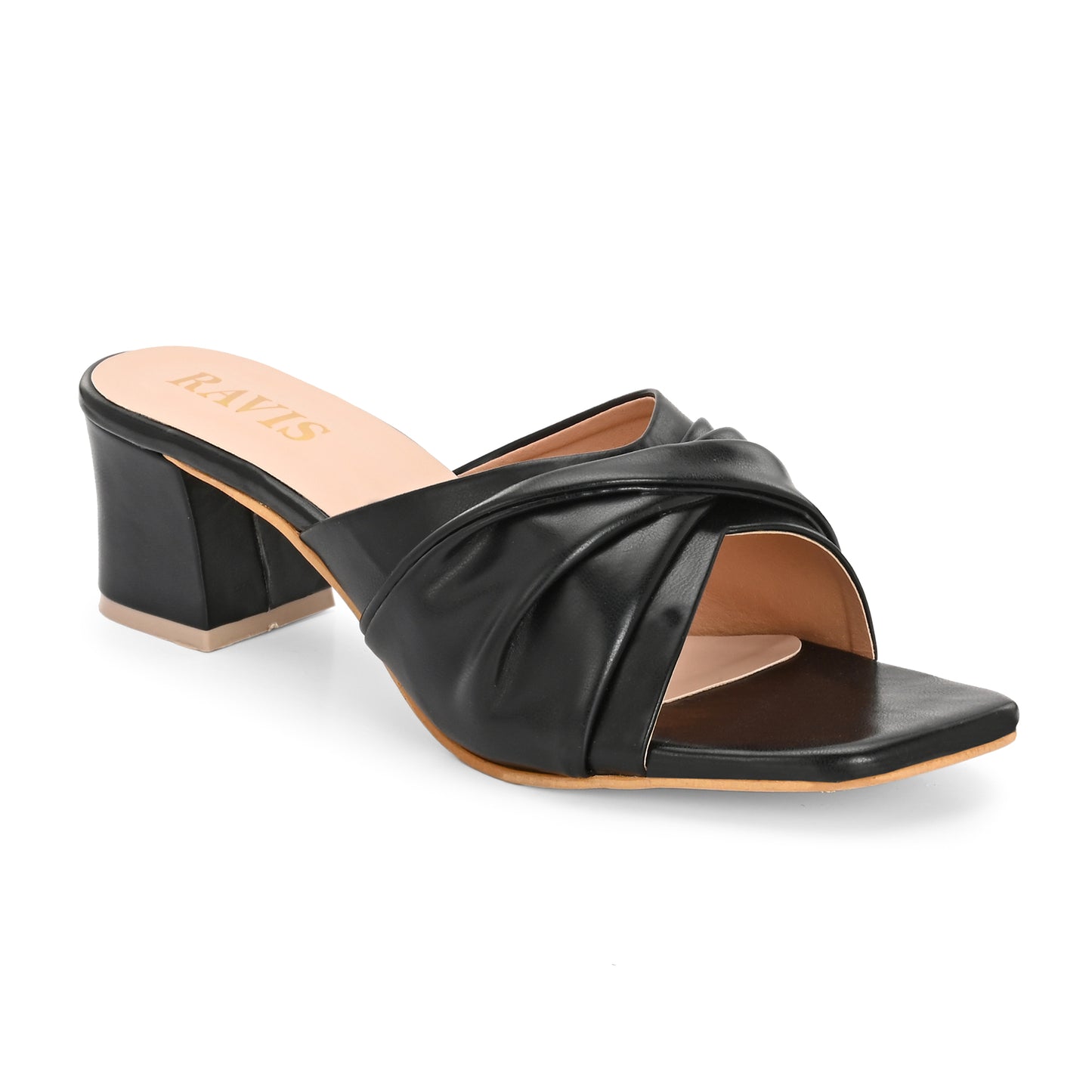 Ravis Twist Front Block Heels – Stylish Daily & Office Wear Slip-On Sandals