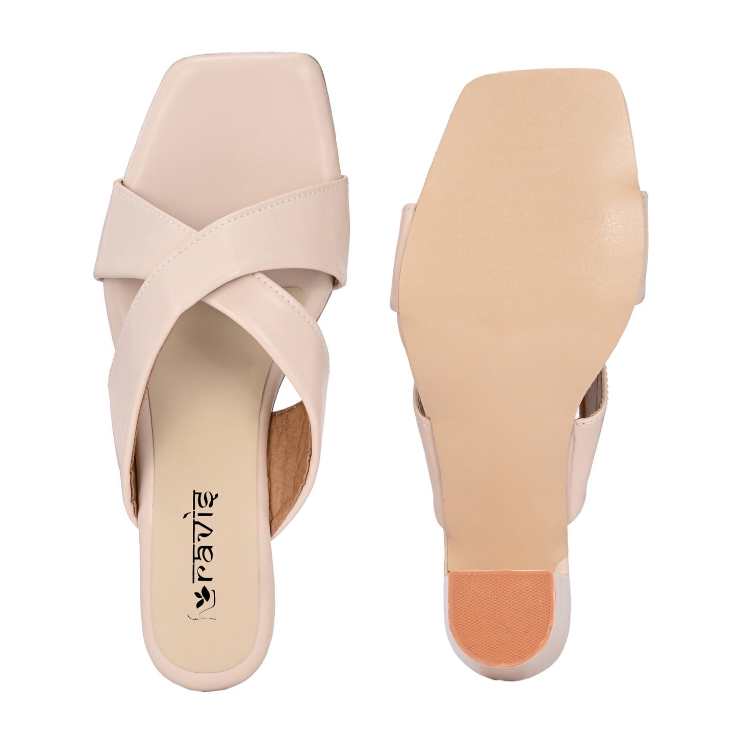Ravis Cross-Strap Block Heels – Comfortable Slip-On Sandals for Women