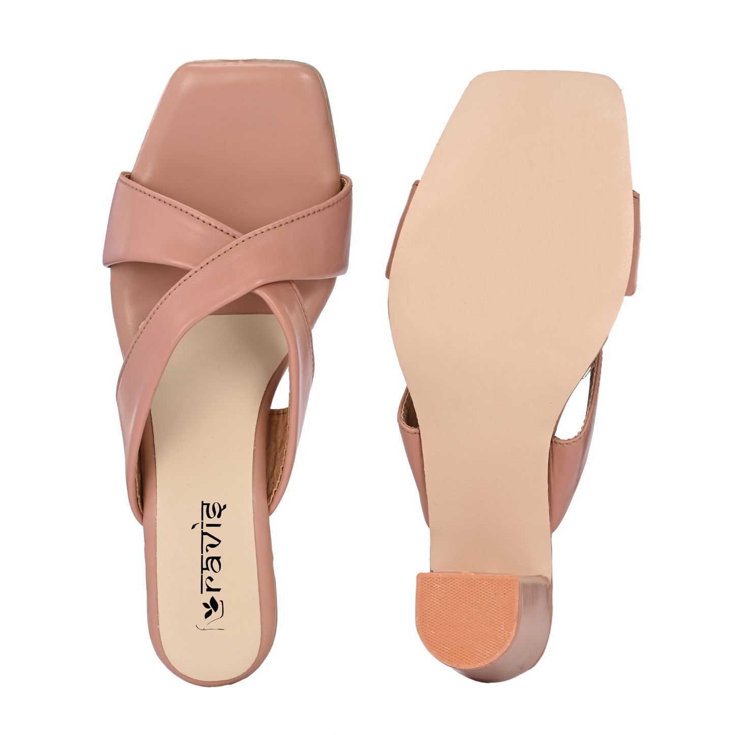 Ravis Cross-Strap Block Heels – Comfortable Slip-On Sandals for Women