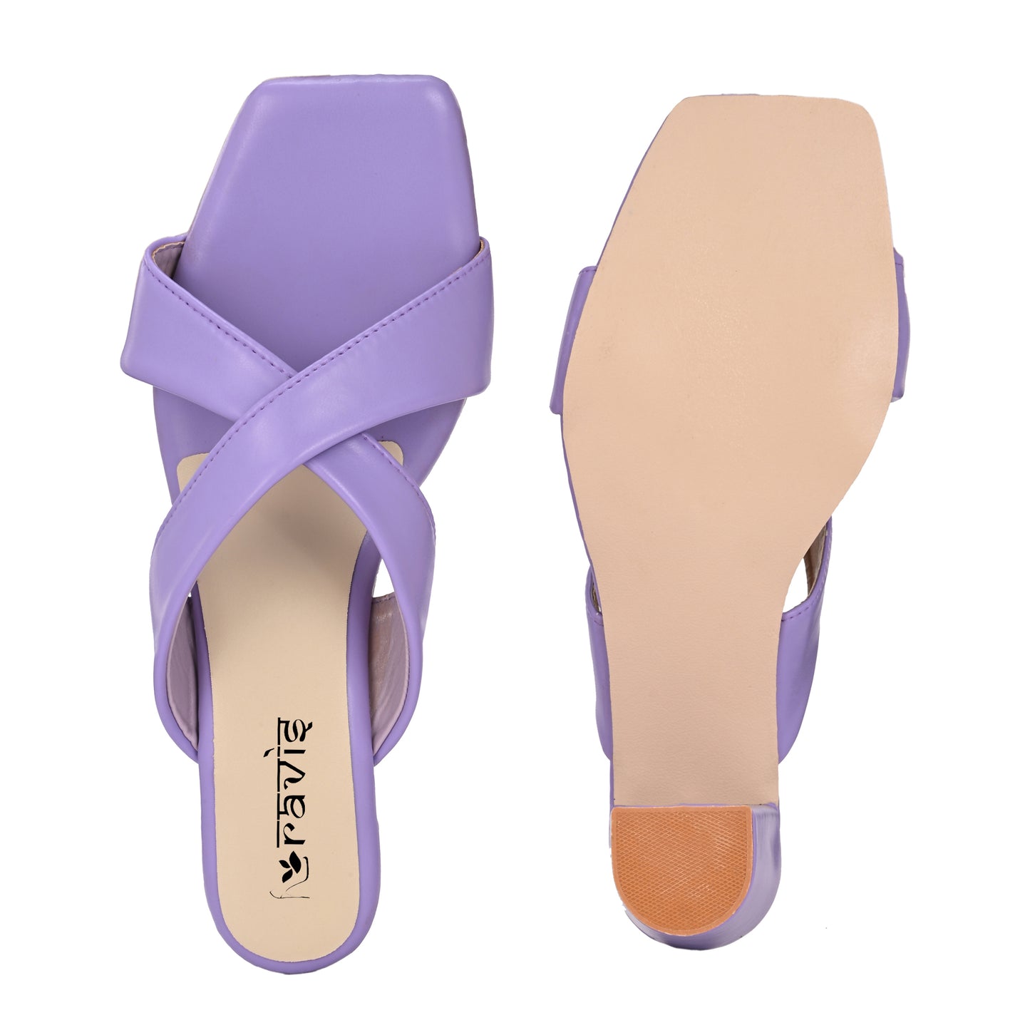 Ravis Cross-Strap Block Heels – Comfortable Slip-On Sandals for Women
