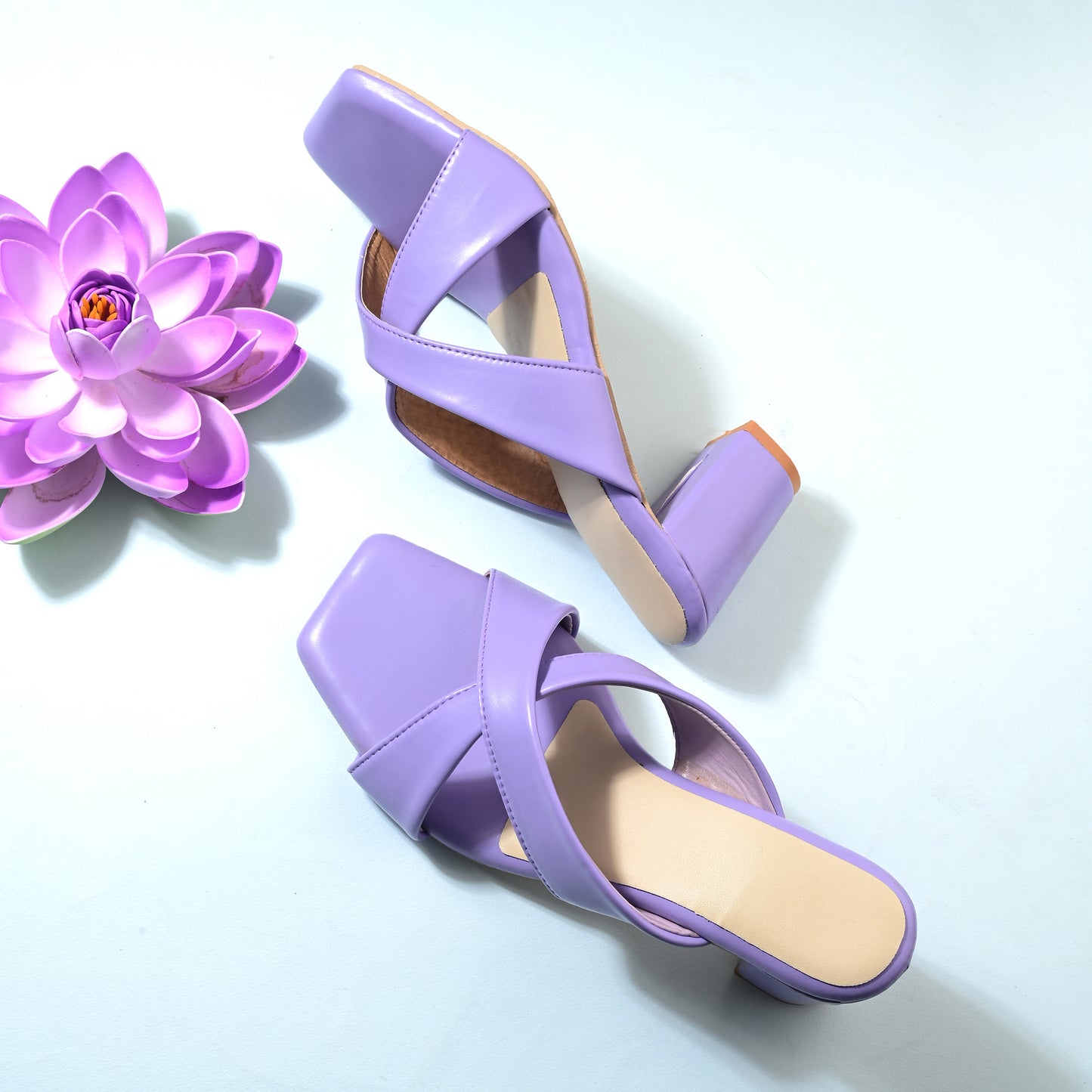 Ravis Cross-Strap Block Heels – Comfortable Slip-On Sandals for Women