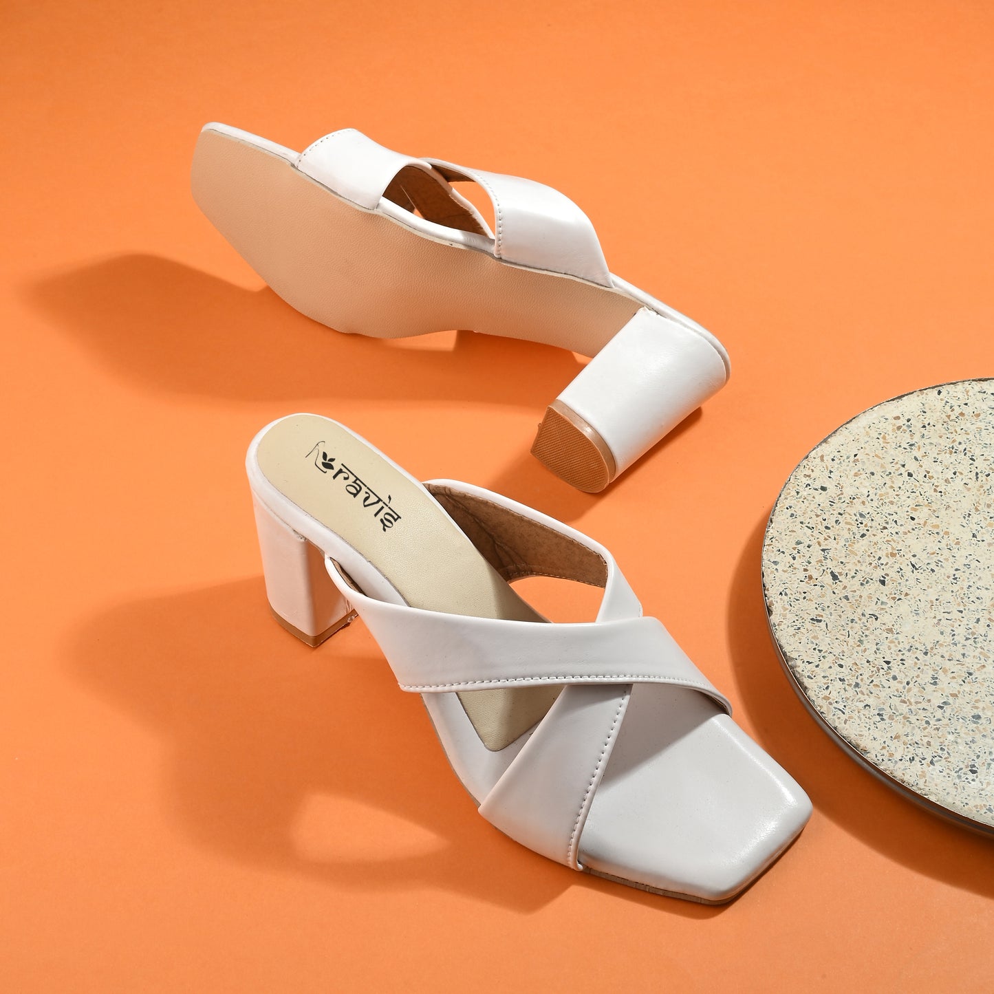 Ravis Cross-Strap Block Heels – Comfortable Slip-On Sandals for Women