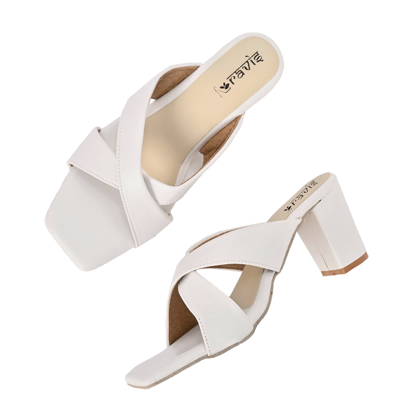 Ravis Cross-Strap Block Heels – Comfortable Slip-On Sandals for Women