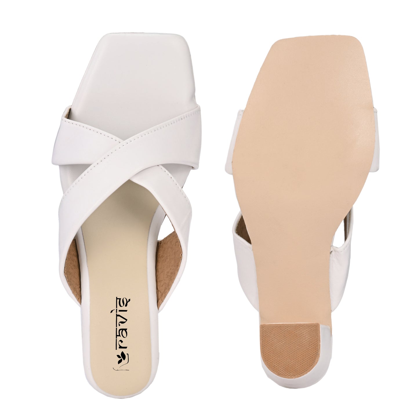 Ravis Cross-Strap Block Heels – Comfortable Slip-On Sandals for Women