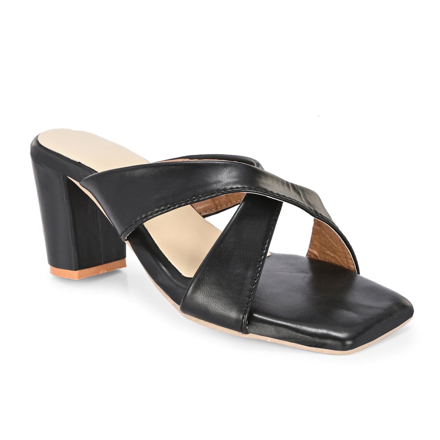 Ravis Cross-Strap Block Heels – Comfortable Slip-On Sandals for Women