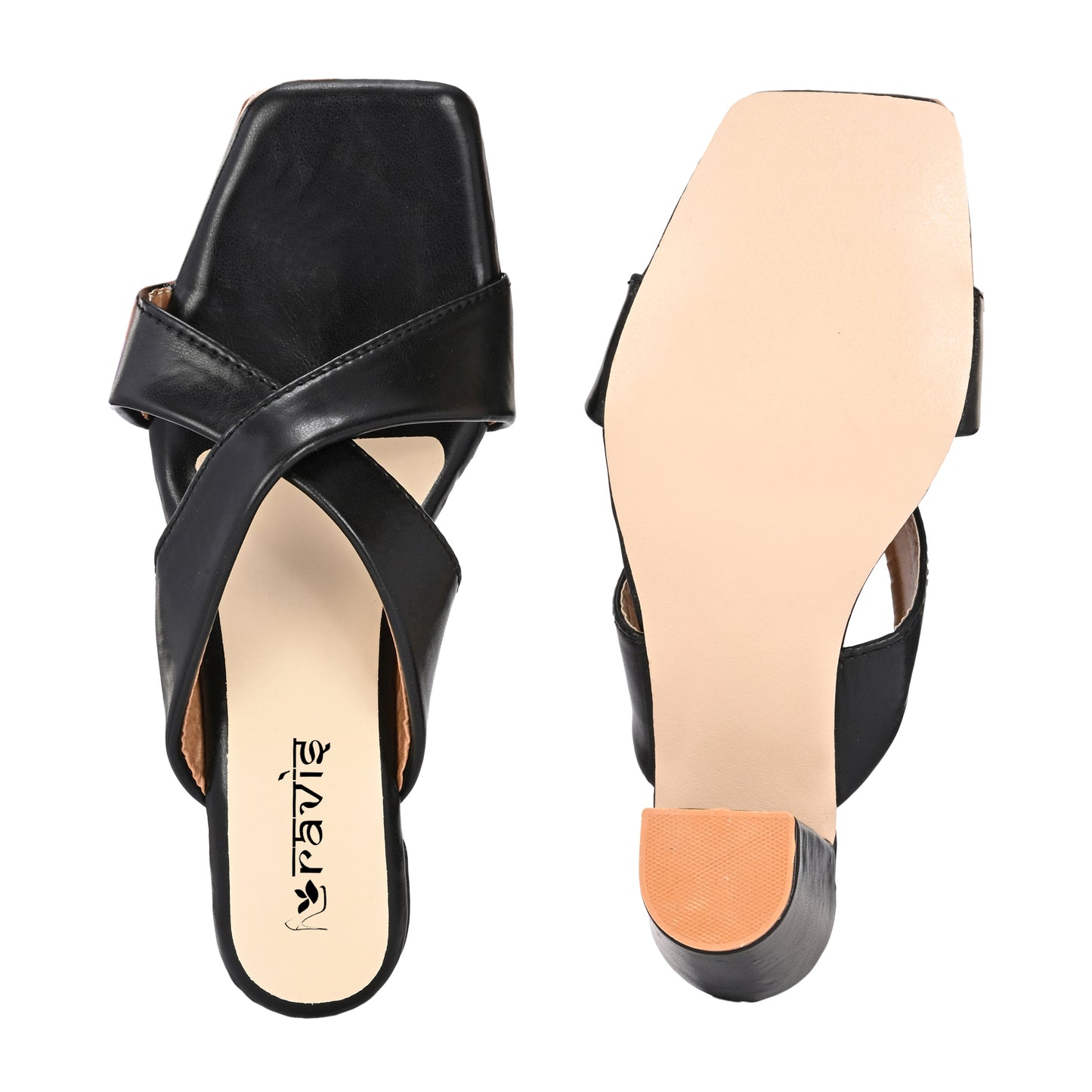Ravis Cross-Strap Block Heels – Comfortable Slip-On Sandals for Women