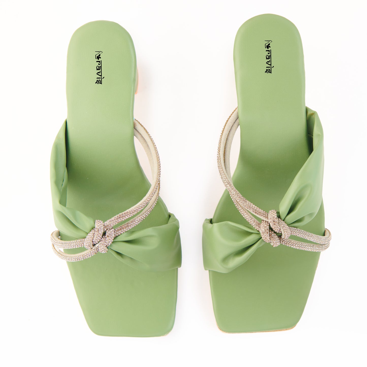 RAVIS Knot Charm Block Heels – Trendy Slip-On with Braided Strap Detail