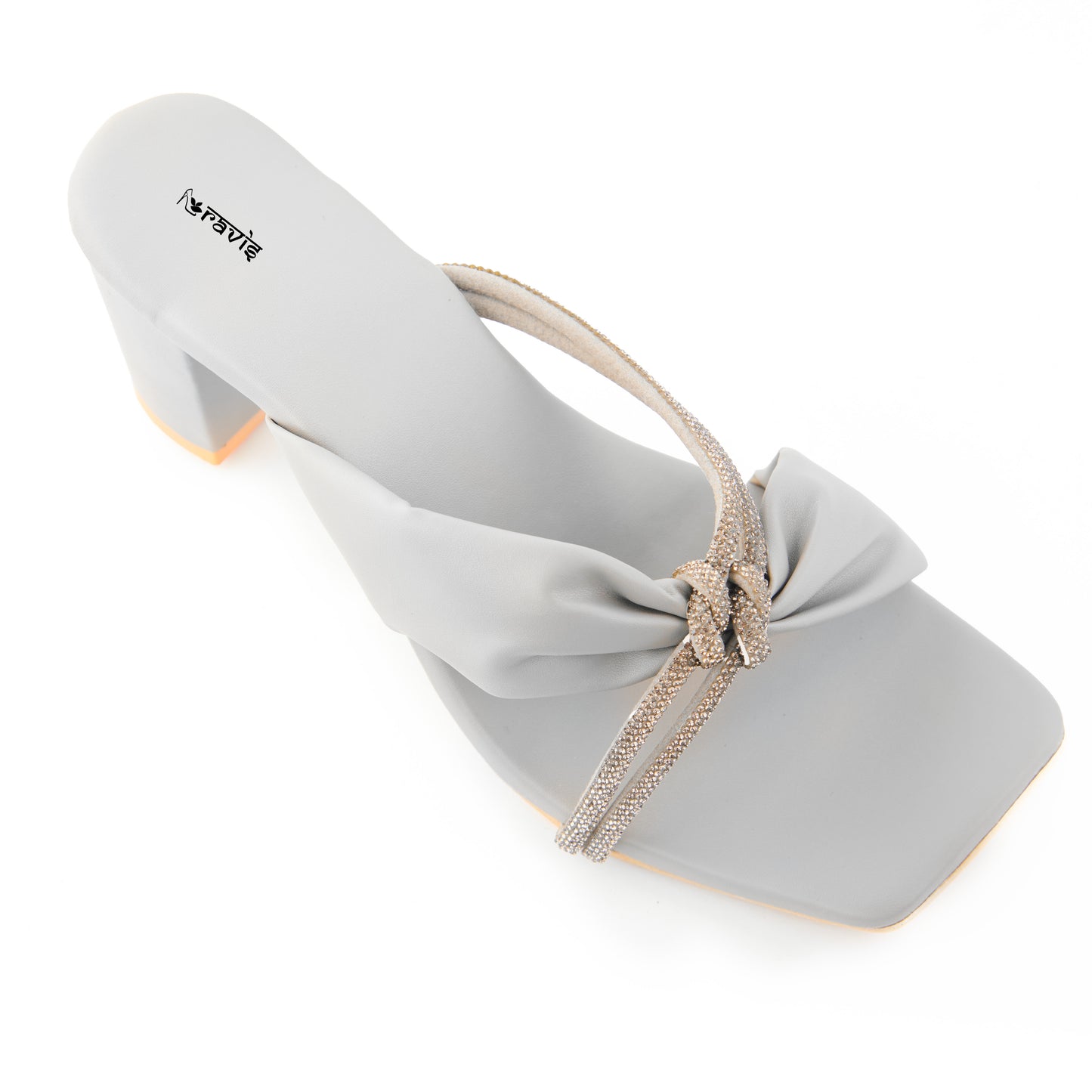 RAVIS Knot Charm Block Heels – Trendy Slip-On with Braided Strap Detail