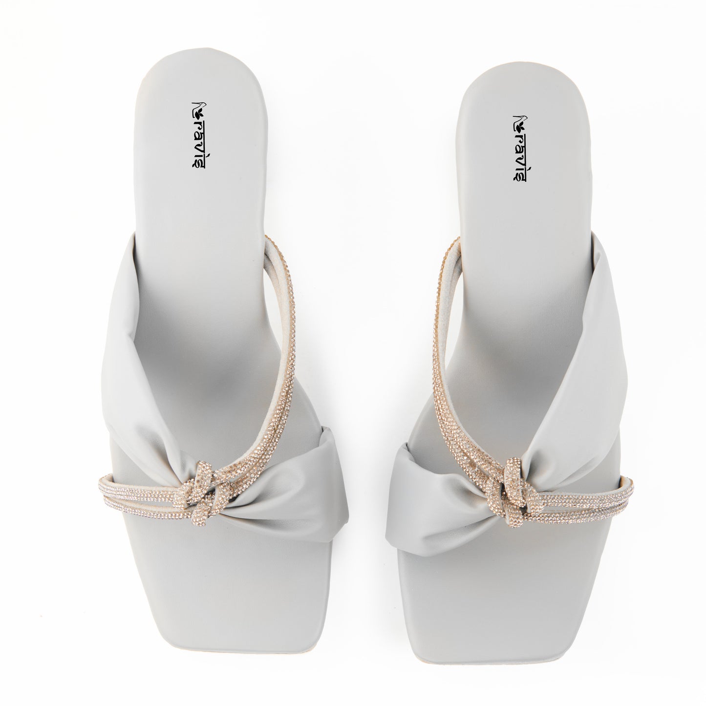 RAVIS Knot Charm Block Heels – Trendy Slip-On with Braided Strap Detail