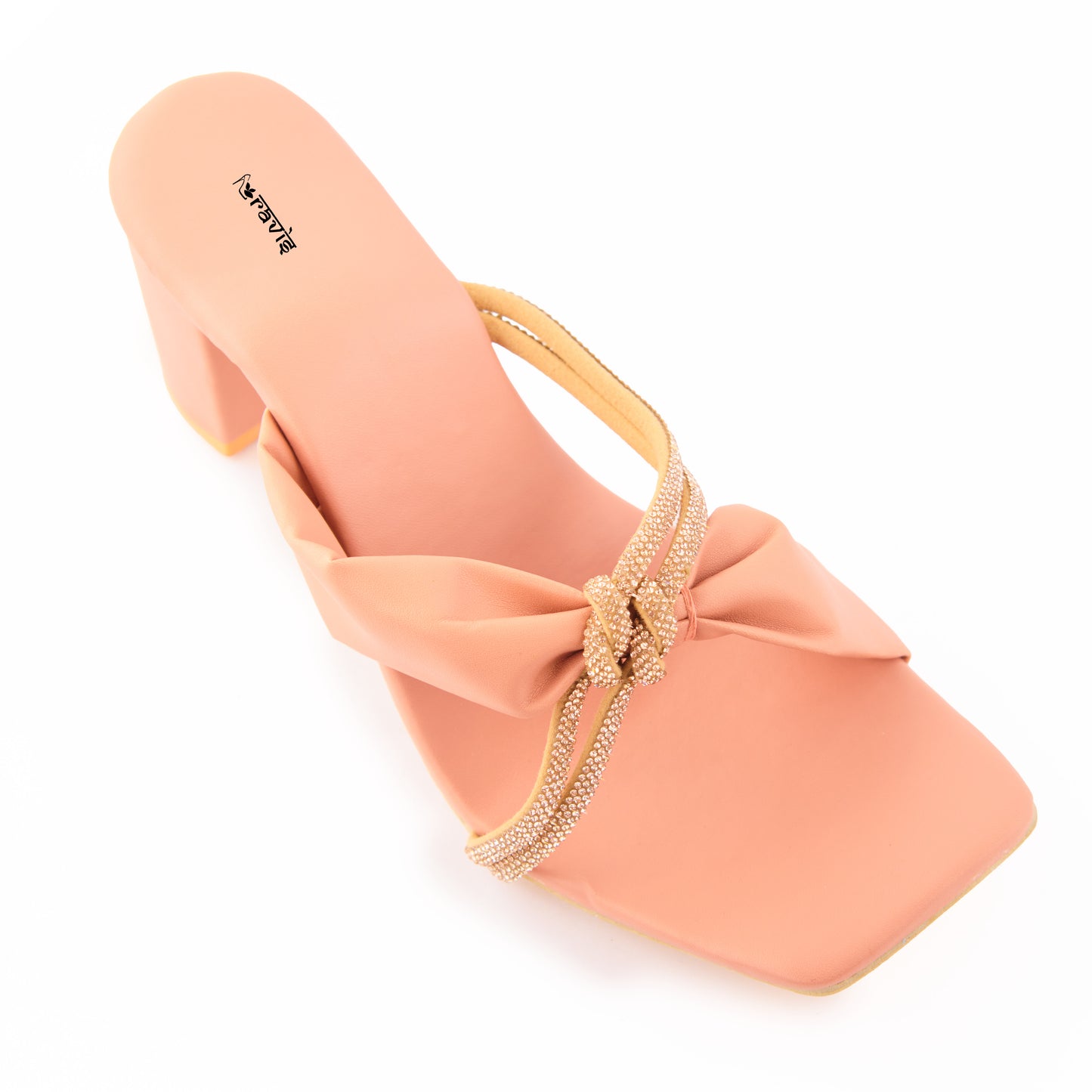 RAVIS Knot Charm Block Heels – Trendy Slip-On with Braided Strap Detail