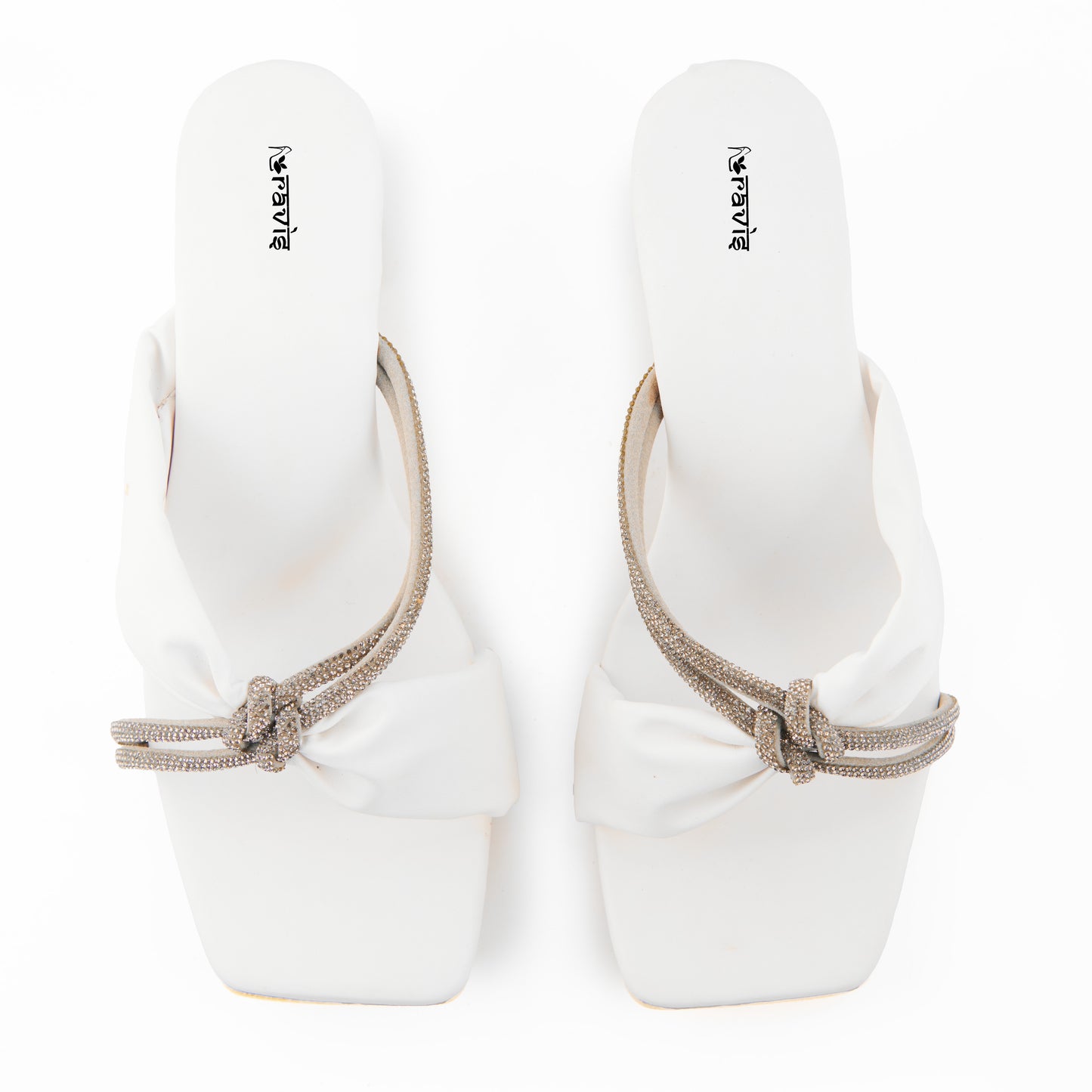 RAVIS Knot Charm Block Heels – Trendy Slip-On with Braided Strap Detail