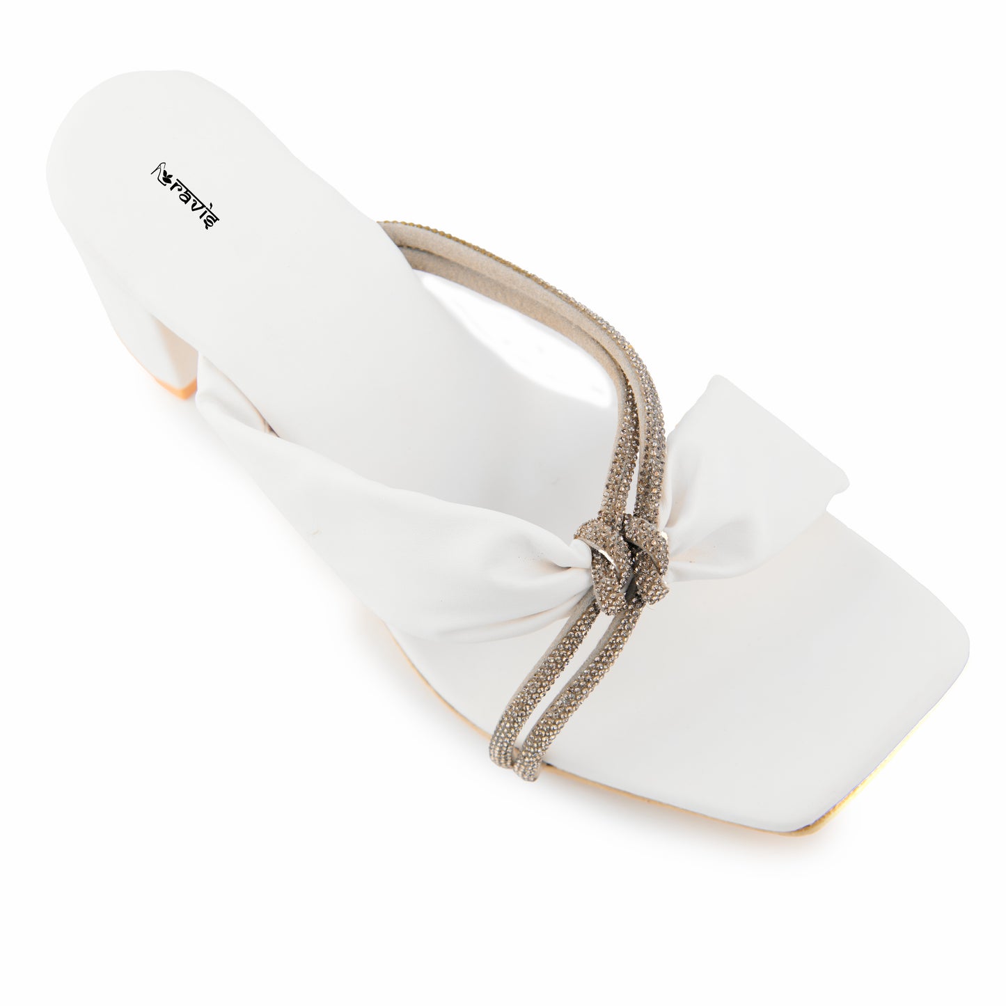 RAVIS Knot Charm Block Heels – Trendy Slip-On with Braided Strap Detail