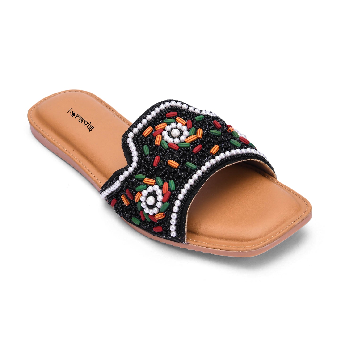 RAVIS FloralArt Ethnic Flat Slip-Ons for Women