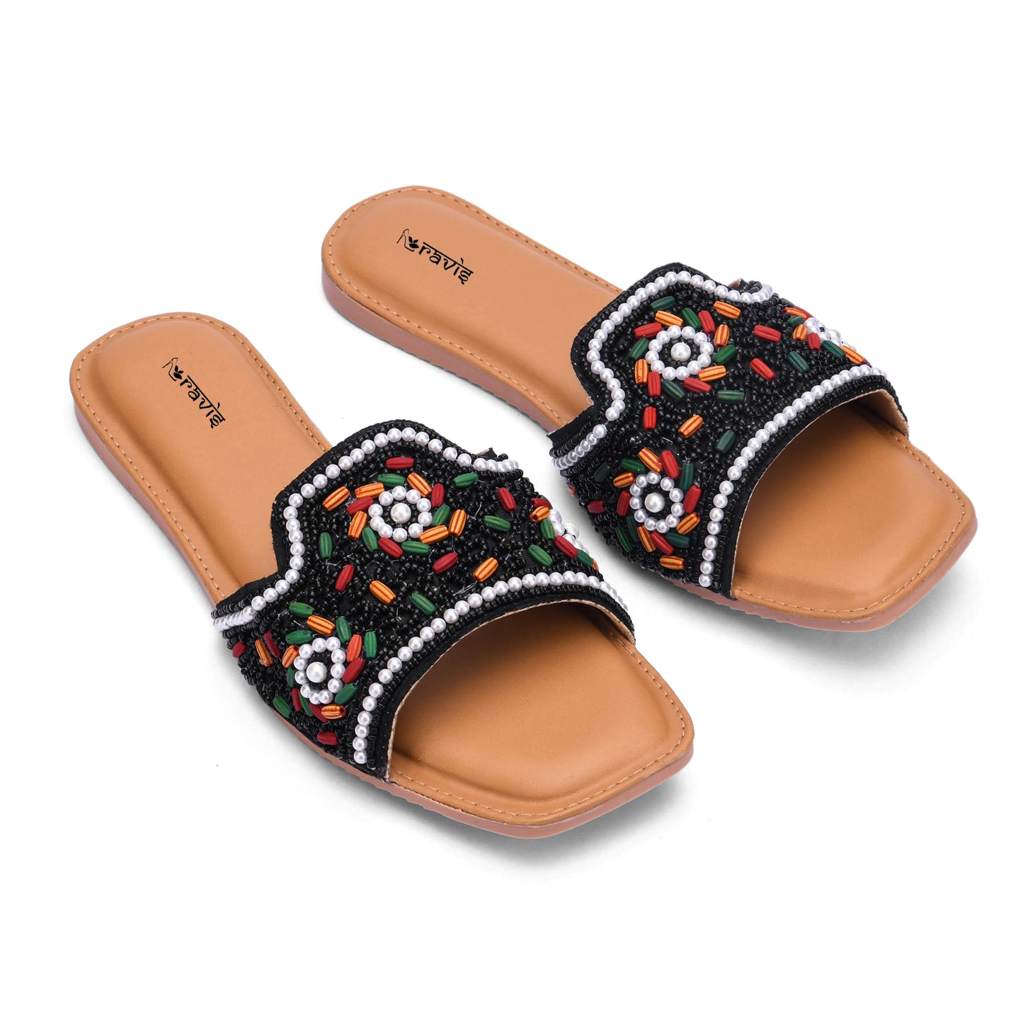 RAVIS FloralArt Ethnic Flat Slip-Ons for Women