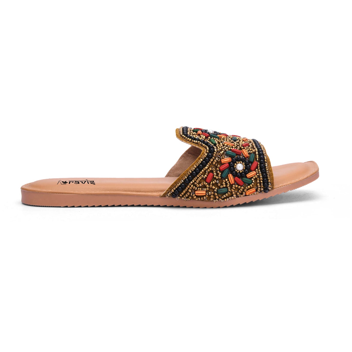 RAVIS FloralArt Ethnic Flat Slip-Ons for Women