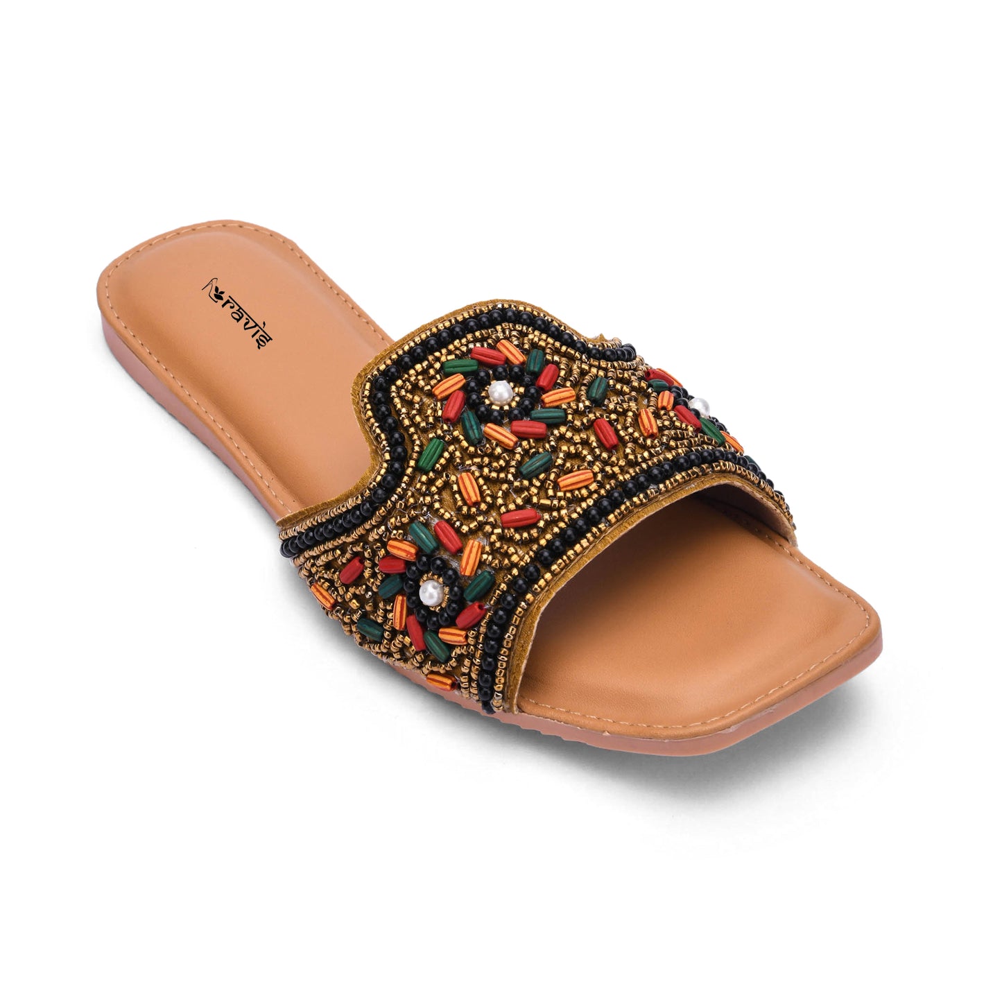 RAVIS FloralArt Ethnic Flat Slip-Ons for Women