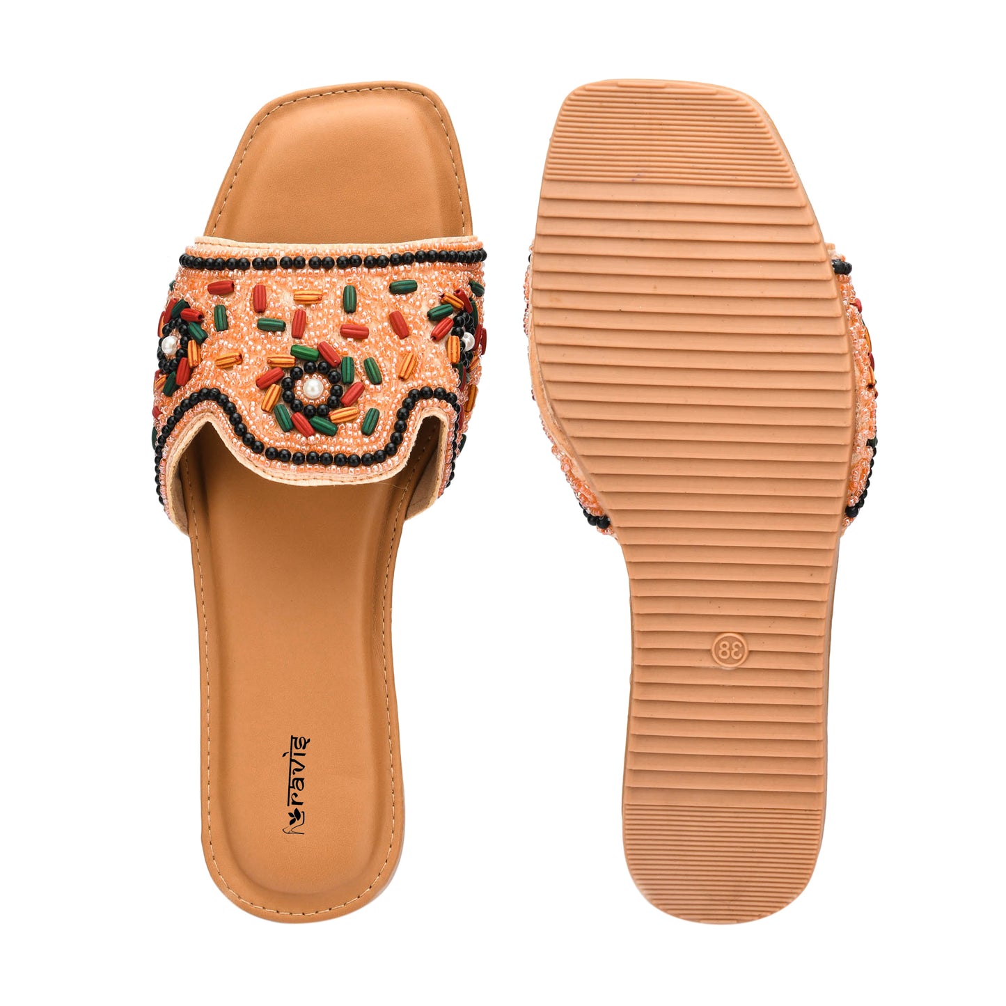 RAVIS FloralArt Ethnic Flat Slip-Ons for Women