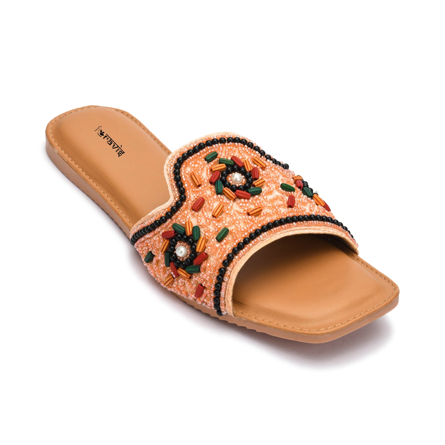 RAVIS FloralArt Ethnic Flat Slip-Ons for Women