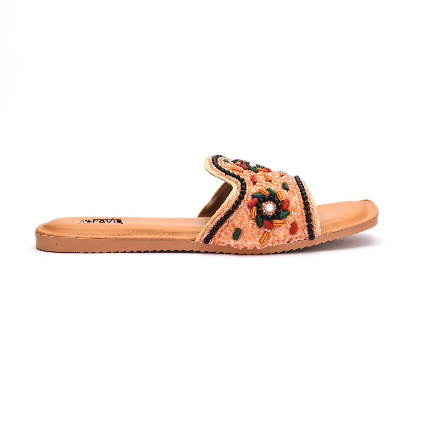 RAVIS FloralArt Ethnic Flat Slip-Ons for Women