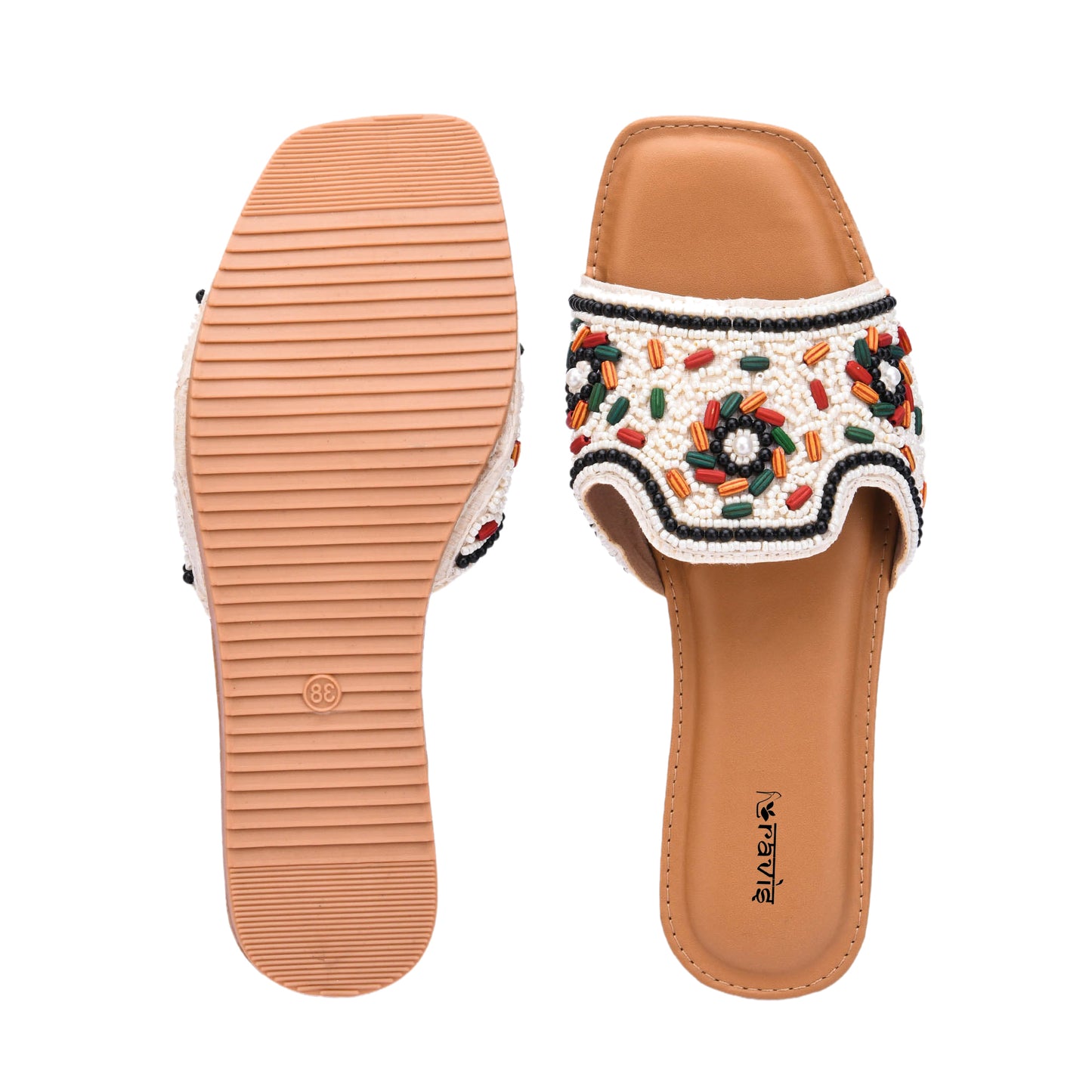 RAVIS FloralArt Ethnic Flat Slip-Ons for Women