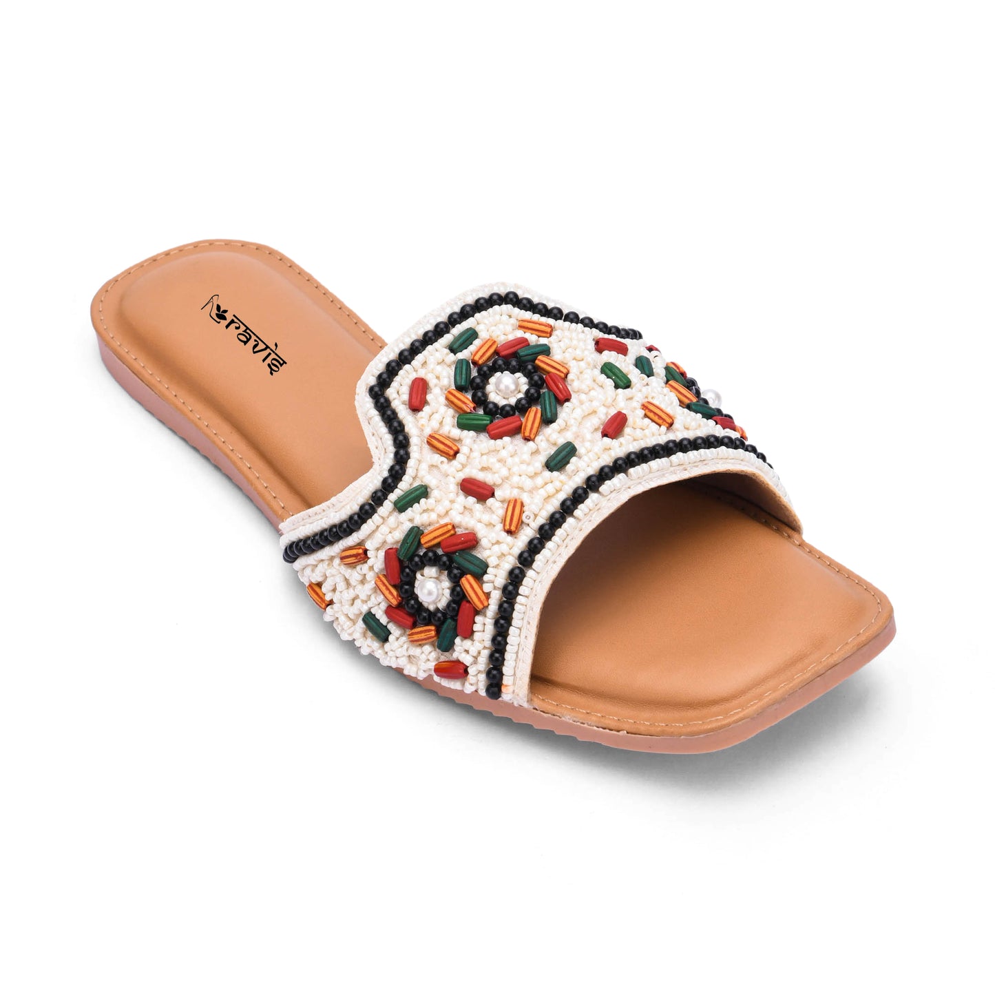 RAVIS FloralArt Ethnic Flat Slip-Ons for Women