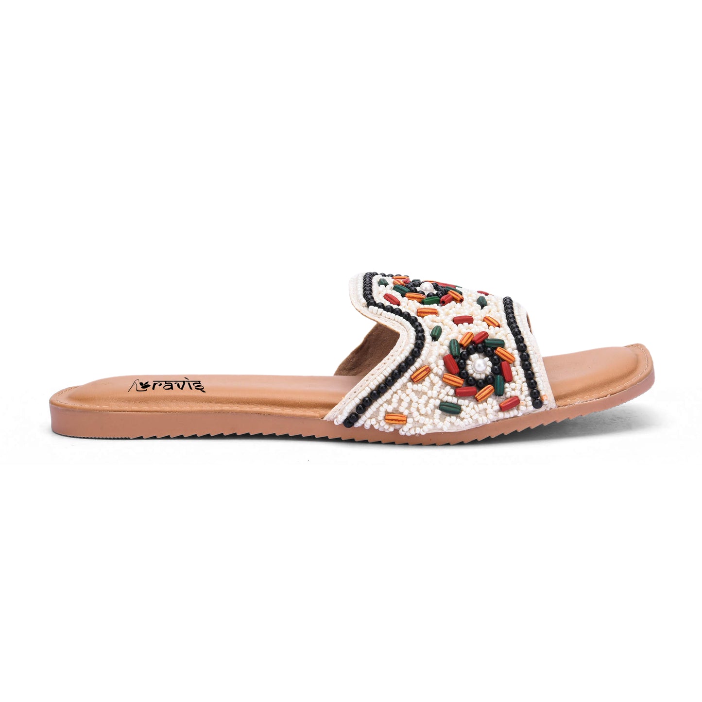 RAVIS FloralArt Ethnic Flat Slip-Ons for Women