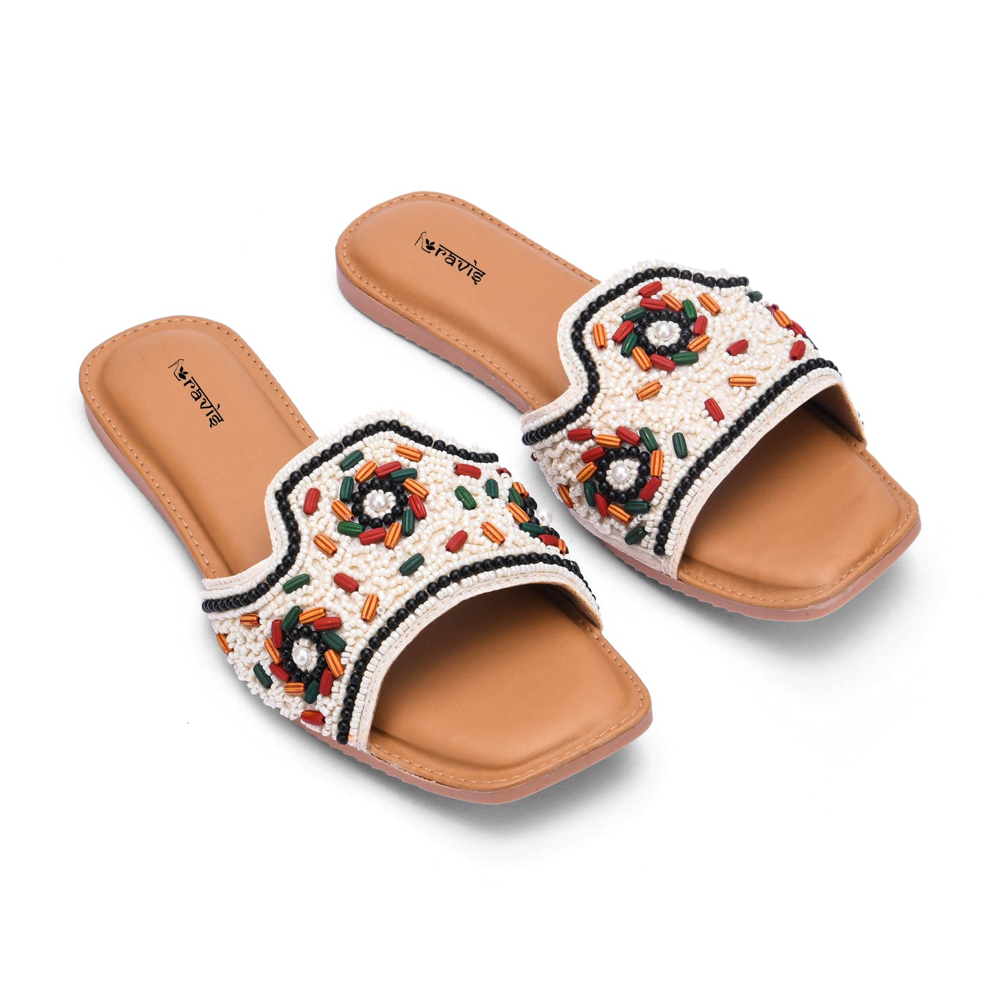 RAVIS FloralArt Ethnic Flat Slip-Ons for Women