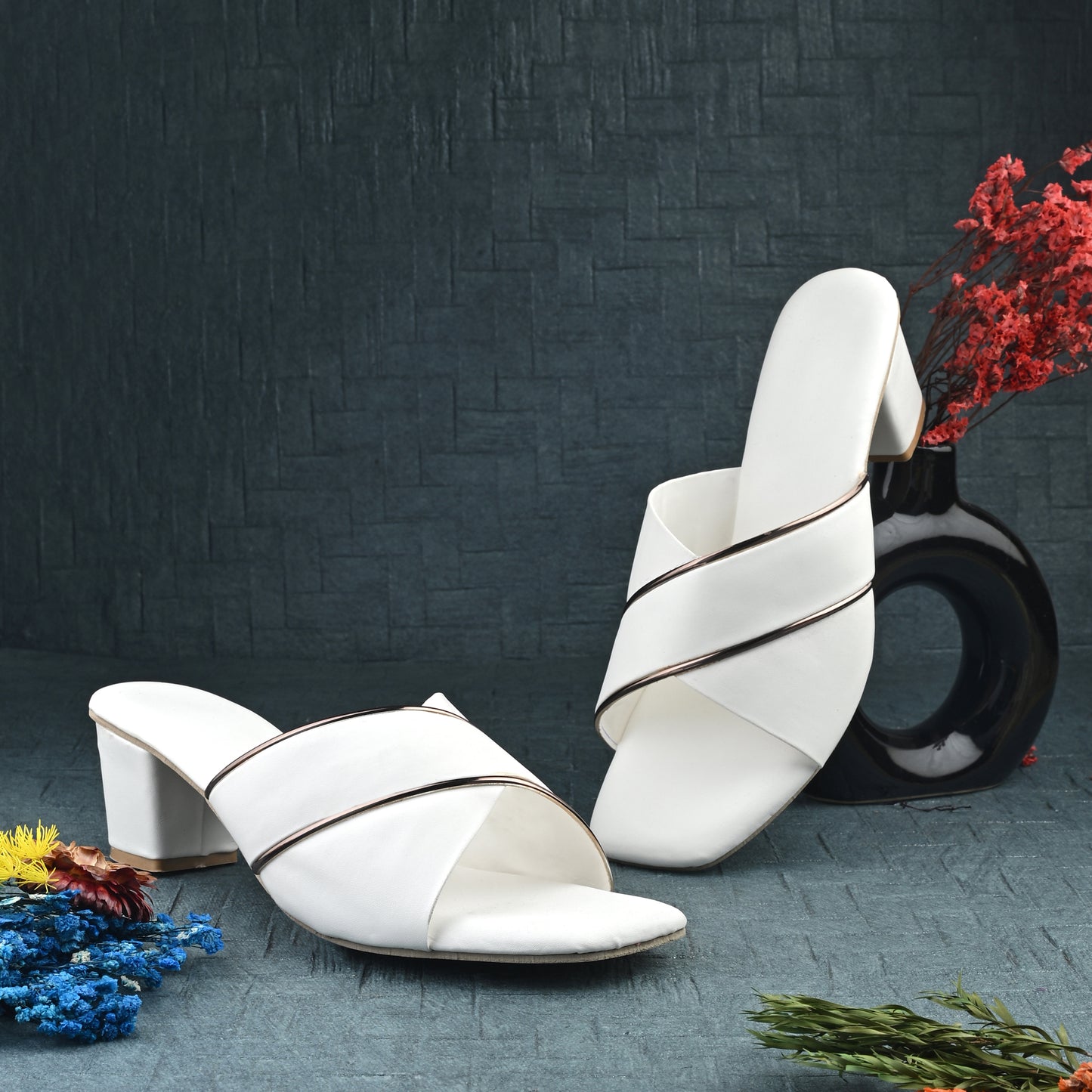 RAVIS Elegant Criss-Cross Block Heels – Timeless Style for Women