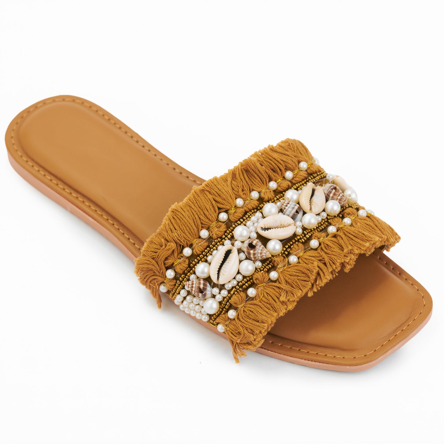 RAVIS Boho Frill Shell Sliders