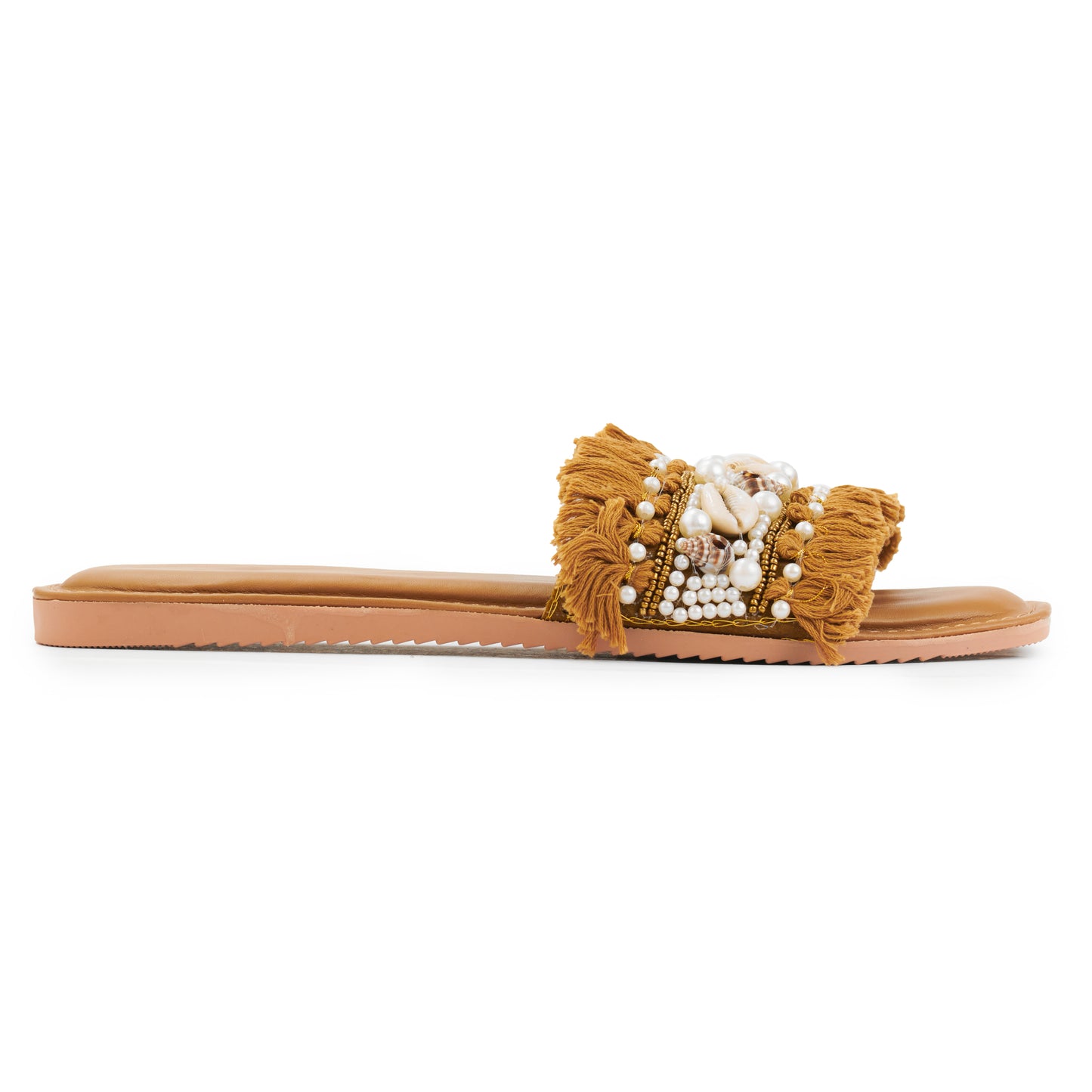 RAVIS Boho Frill Shell Sliders