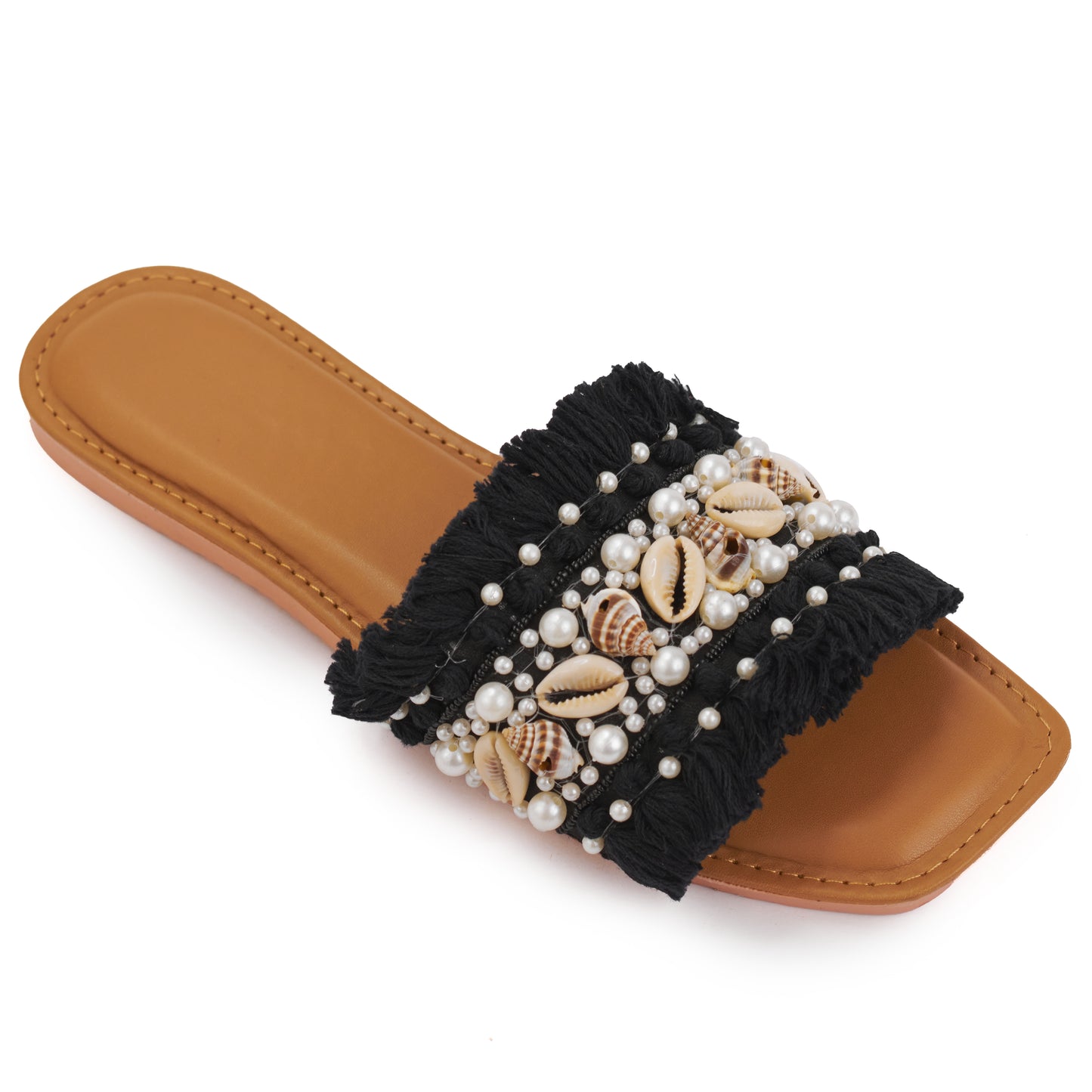 RAVIS Boho Frill Shell Sliders