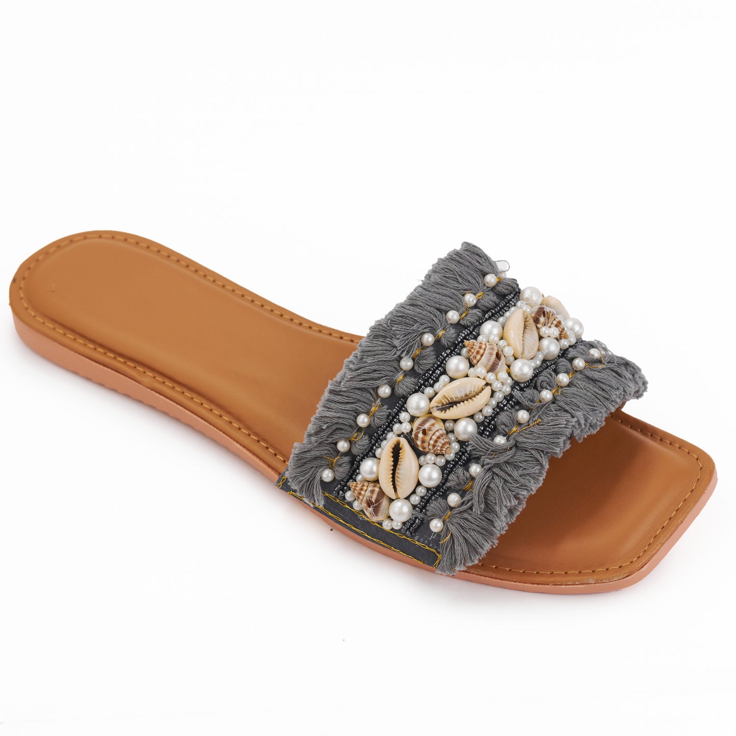 RAVIS Boho Frill Shell Sliders