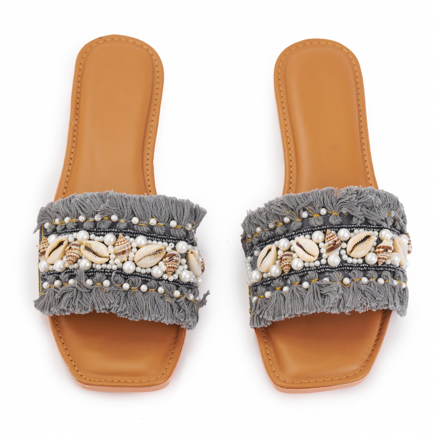RAVIS Boho Frill Shell Sliders